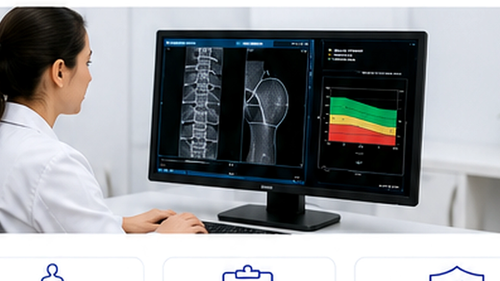 Evaluación digital de densidad ósea en monitor clínico
